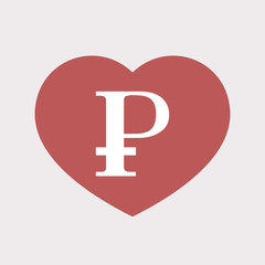 Obraz premium Isolated heart with a ruble sign