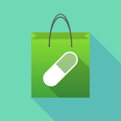 Long shadow shopping bag with a pill