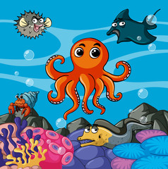Sea animals living under the sea