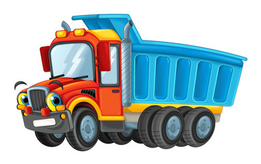 cartoon happy cargo truck looking and smiling - illustration for children © honeyflavour