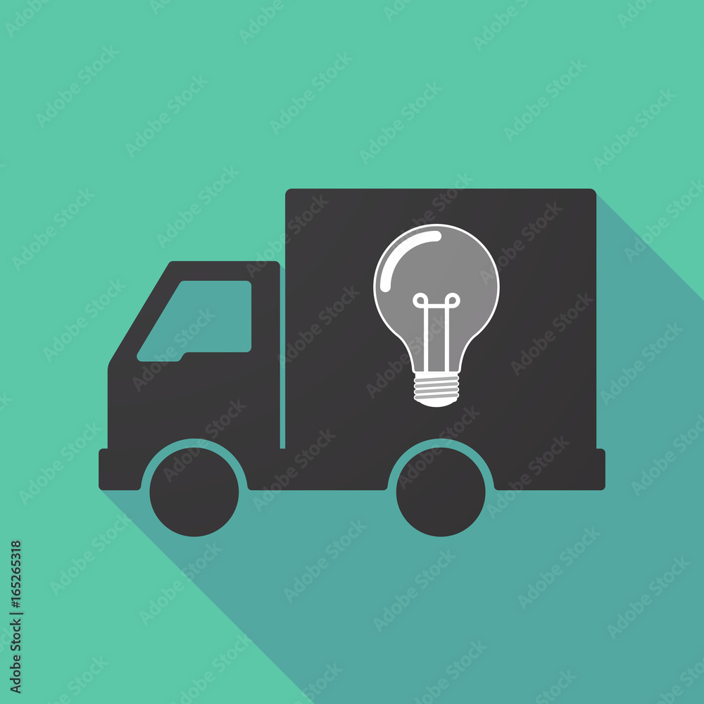 Poster long shadow truck with a light bulb