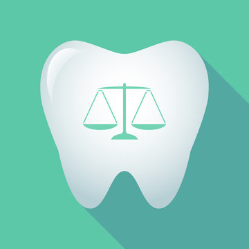 Long shadow tooth with a justice weight scale sign