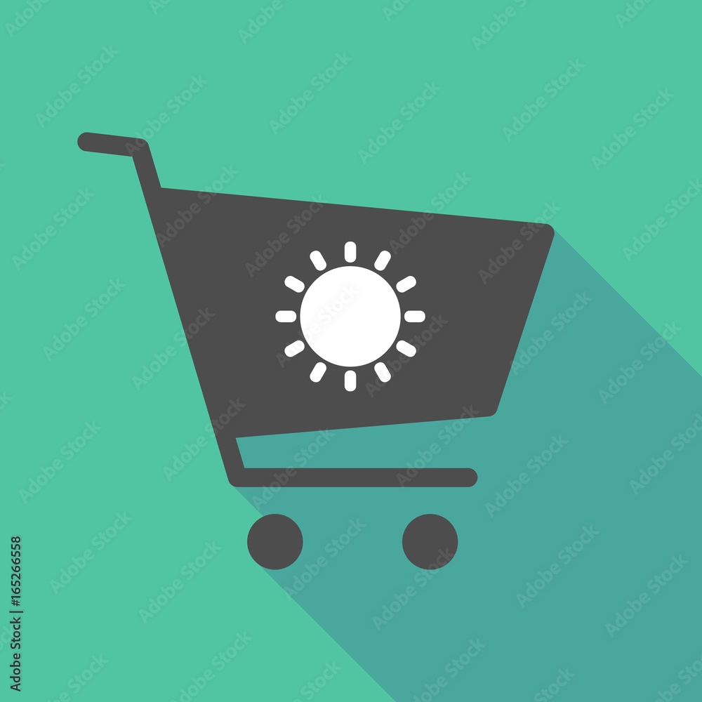 Sticker long shadow shopping cart with a sun