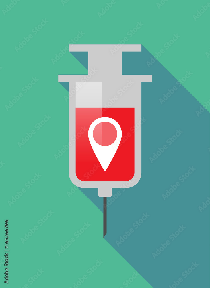 Sticker Long shadow  syringe with a map mark