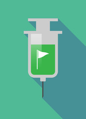 Long shadow  syringe with a golf flag
