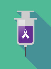 Long shadow  syringe with an awareness ribbon