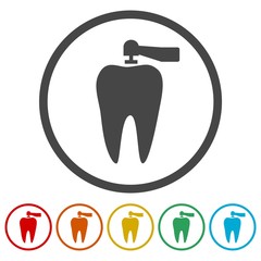Teeth protection, tooth care icons set - Illustration 
