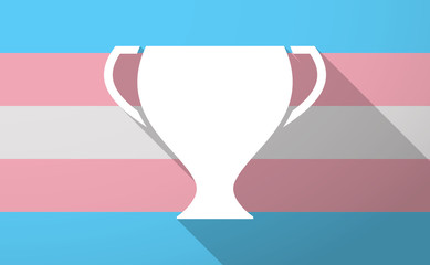 Long shadow  trans gender flag with a cup