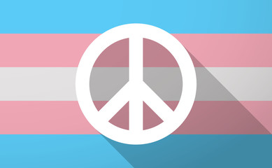 Long shadow  trans gender flag with a peace sign