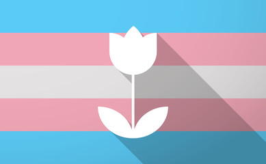 Long shadow  trans gender flag with a tulip