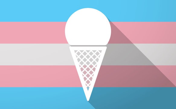 Long shadow  trans gender flag with a cone ice cream