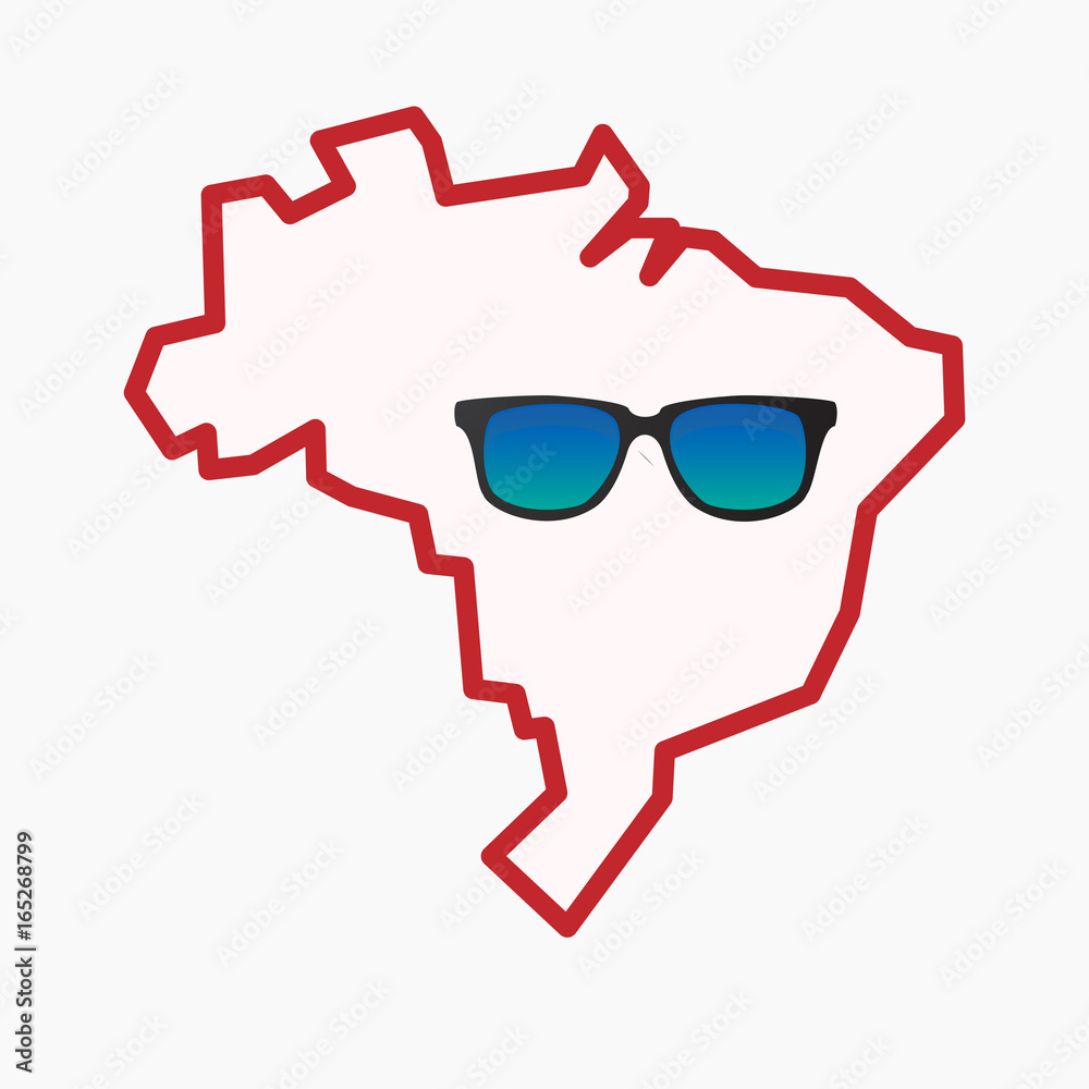 Sticker isolated brazil map with a sunglasses icon