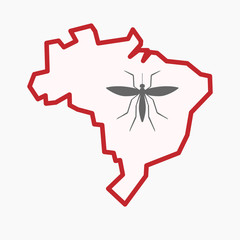 Isolated Brazil map with  a mosquito