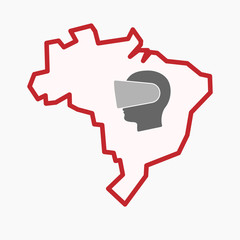 Isolated Brazil map with  a male head wearing a virtual reality headset