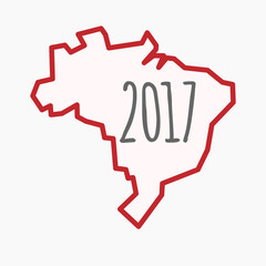 Isolated Brazil map with  a 2017 year  number icon