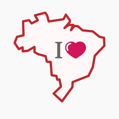 Isolated Brazil map with  an " I like" glyph