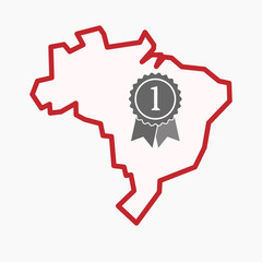 Isolated Brazil map with  a ribbon award