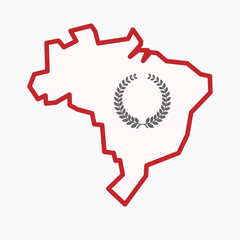 Isolated Brazil map with  a laurel crown sign