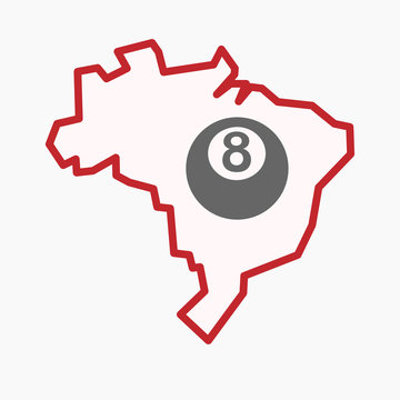 Isolated Brazil map with  a pool ball