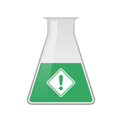 Isolated chemical flask with   a warning road sign