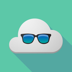 Long shadow cloud with  a sunglasses icon