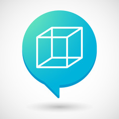 Isolated comic balloon with  a cube sign