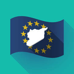 Long shadow EU flag with  the map of Syria