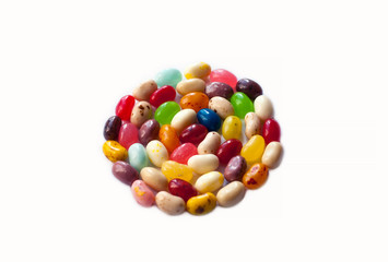 Brightly colored candy beans. Colourful jelly bean.