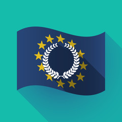 Long shadow EU flag with  a laurel crown sign