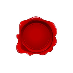Red wax seal isolated on white background. Vector stamp. Realistic red label for letter document