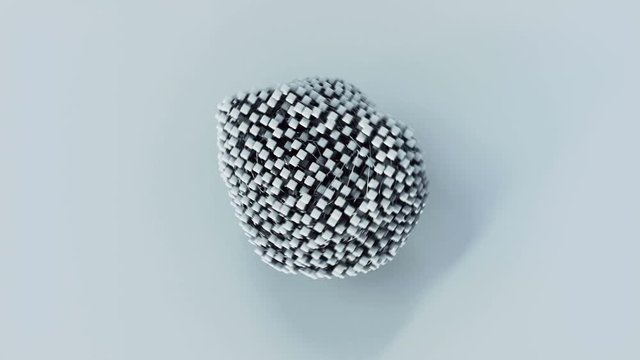 Cube mesh scattering and reforming. Logo reveal sequence. Background animation. 4K UHD.