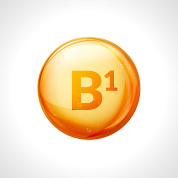 Vitamin B1 isolated on white. Medicine health symbol of thiamin. Natural chemical b1 vitamin