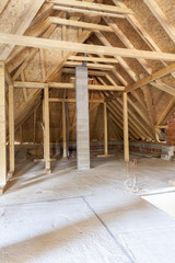 Fototapeta na wymiar attic under construction