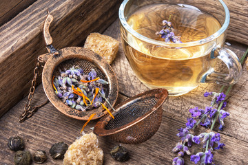 Healing, herbal tea with lavender