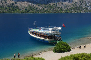 view of Camellia island in Hisaronu Bay, Aegean sea, Turkey
