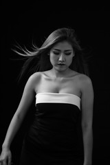 Naklejka premium girl with black and white color