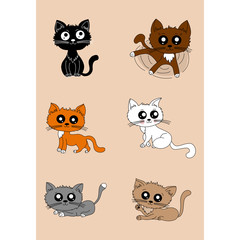 Obraz premium Cute cats vector set.