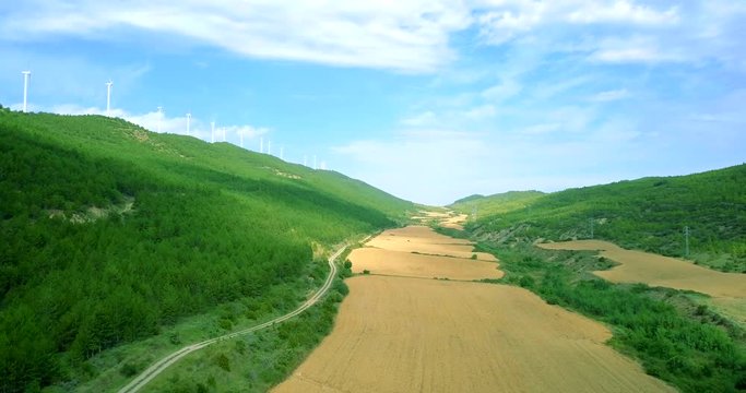 Campos de trigo y molinos de viento