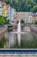 Karlovy Vary - Karlsbad. City center panorama of Karlovy Vary - Czech Republic