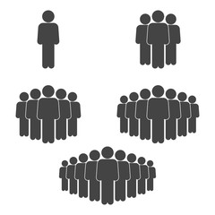 Teamwork icon set, man silhouette, isolated on white