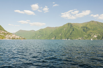 Lugano, Stadt, Luganersee, Lago di Lugano, See, Seeufer, Seerundfahrt, Schifffahrt, Wassersport, Uferweg, Spazierweg, Frühling, Sommer, Tessin, Schweiz