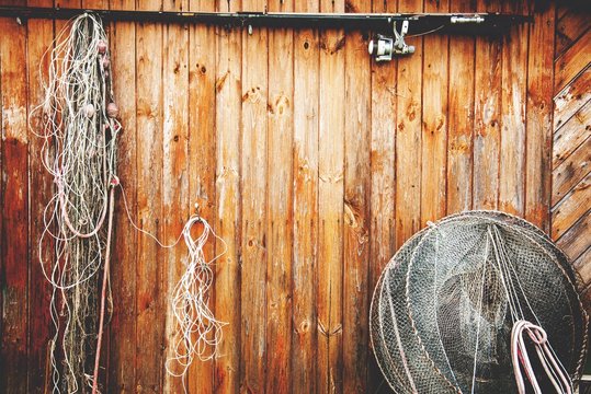 fishing gear hanging on the wall vsco filter