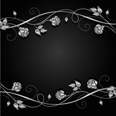 Silver flowers with shadow on dark background.