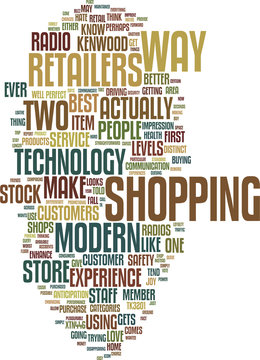 TECHNOLOGY CHANGES IN THE RETAIL INDUSTRY Text Background Word Cloud Concept