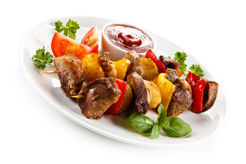 Grilled meat and vegetables 