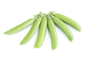 Fresh green peas isolated on white