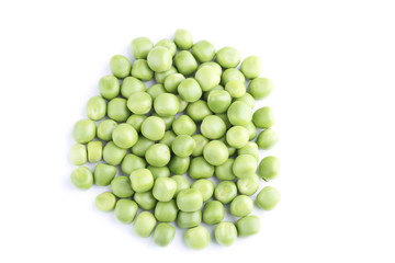 Fresh green peas isolated on white
