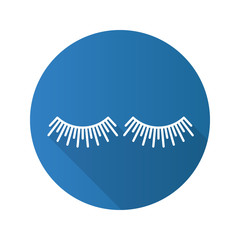 Eyelashes extension flat linear long shadow icon