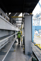 Person in Freighter Corridor