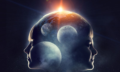 Exploring this great world . Mixed media